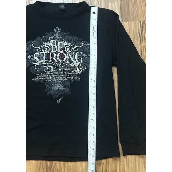 Y2K Waffle Thermal Shirt Be Free Joshua 1:9 Mens Large Bible Jewish Christian - Picture 7 of 8